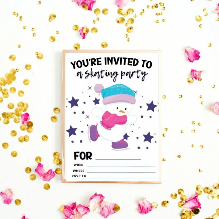 free printable ice skating birthday party invitation