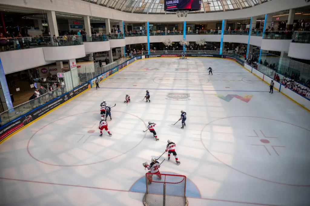 Edmonton, Alberta - August 1, 2021: Ice hockey at the West edmonton Mall Ice Palace.